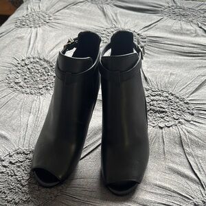 MICHAEL Michael Kors Black Ankle Booties with Peep-Toe